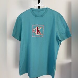 Calvin Klein Jeans CK Logo T-Shirt Teal Blue Size L